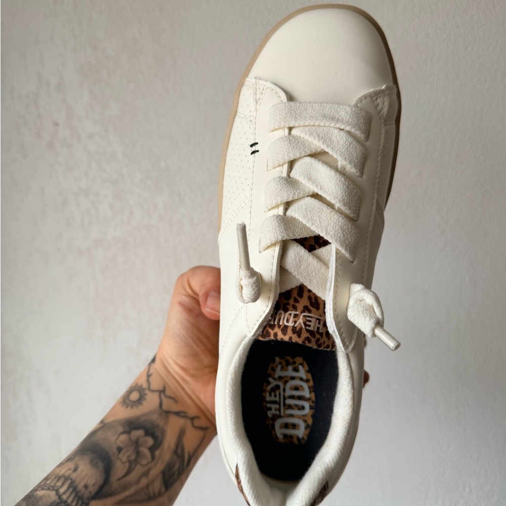 Hey Dude Cream and Brown Sneakers